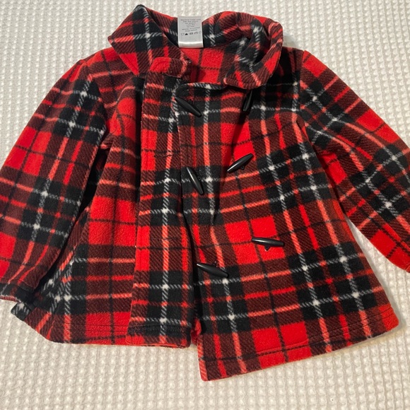 mulberribush Other - Girl’s Red and Black Tartan Pea Coat